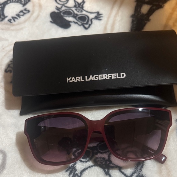 Karl Lagerfeld Accessories - Karl Lagerfeld Dark Red Sunglasses With Case